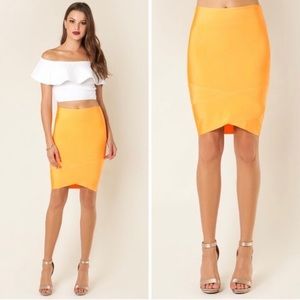 Neon Orange WOW Couture  Pencil Bandage Skirt
